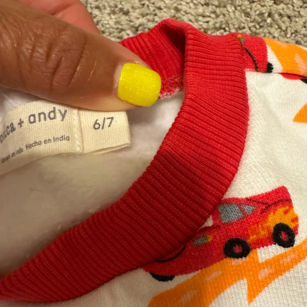 Kids Red and White Car Print Sweatshirt-Lightening McQueen - Picture 2 of 2